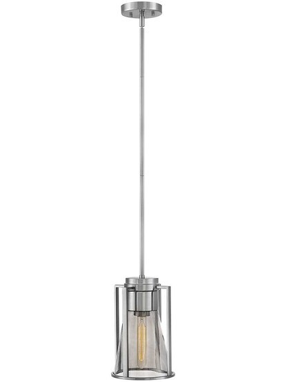 Refinery 1-Light Mini Pendant With Smoke Glass Shades, in Brushed Nickel.